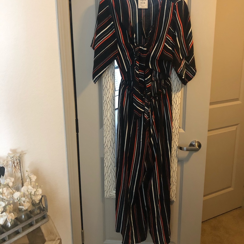 Black striped jumpsuit
